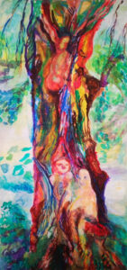 2020 Linde, Baumwesen, Karower Teiche, Teil der Baumallee, 100 x 185 cm, Gouache auf Malpapier
