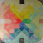 4 Farben zur Mitte, 50 x 50 cm, 2016, Pigment, Tempera auf Festholzplatte