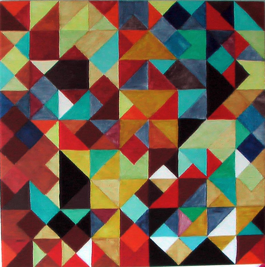 Quadrate und Dreiecke, 2017, 50 x 50 cm, Pigment, Tempera auf Festholzplatte